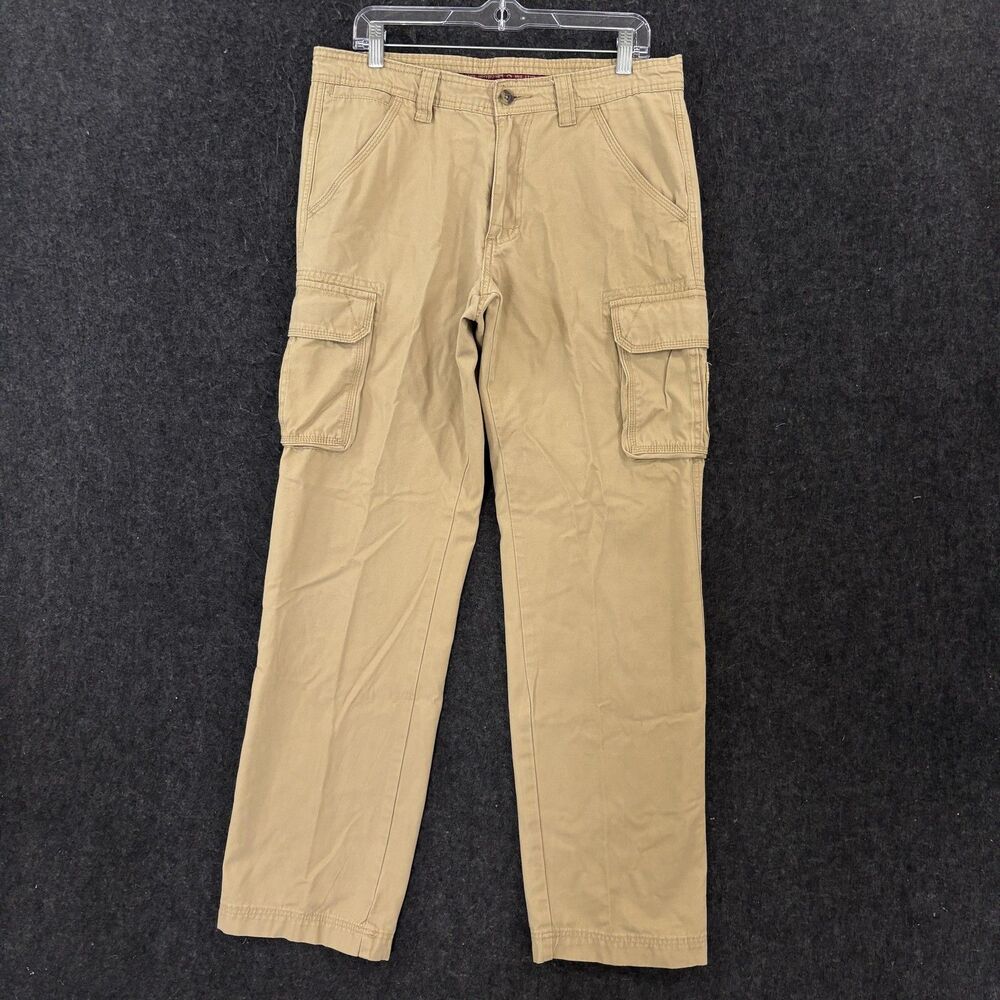 Gander Mountain Guide Series Cargo Pants Men's 34x33 Khaki Canvas Relaxed Fit